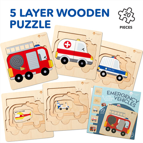 Emergency Vehicles 5 Layer Wooden Puzzle